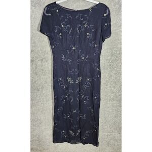 Tristan & Iseut Sheer Floral Overlay Maxi Dress Womens Sz 8 Whimsigoth Feminine